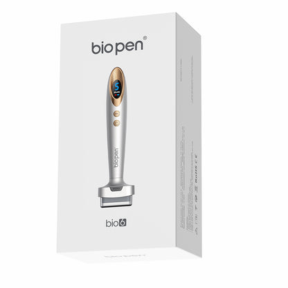 Bio Pen Bio 6 Produktverpackung zeigt das microneedling-Gerät mit EMS-Funktion, entwickelt für fortschrittliche Haut- und Haarpflegebehandlung.