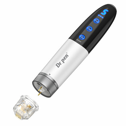 Bio Pen Q1S microneedling-Stift mit abnehmbarem Nadelpatron, LED-Funktionen und einstellbarer Behandlung für professionelle Hautverjüngung.