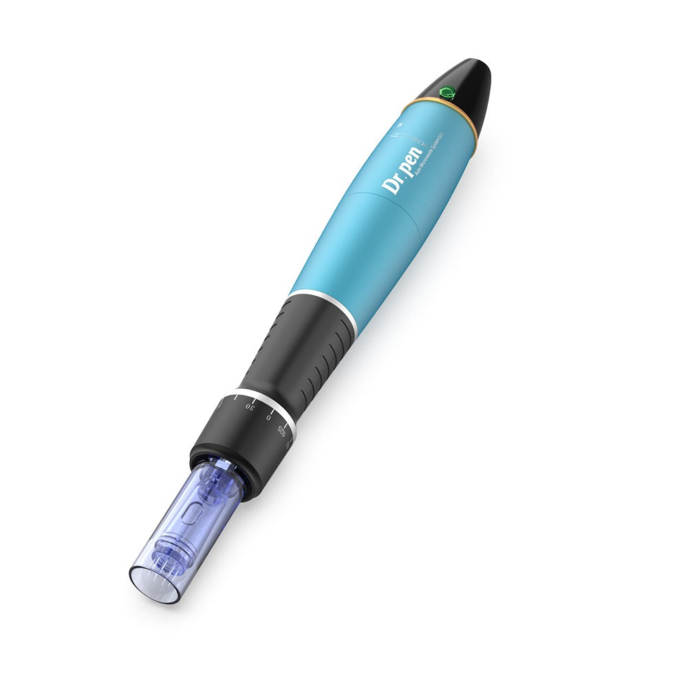 Dr. Pen A1 blaue microneedling-Stift mit Nadelpatrone, ergonomisches Mikronadelgerät für professionelle Hautbehandlung.