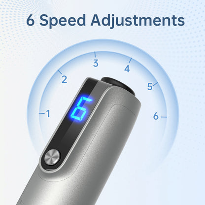 Dr. Pen M8S microneedling-Stift mit sechs einstellbaren Geschwindigkeitsstufen und klarem LED-Display für präzise Hautbehandlungen.