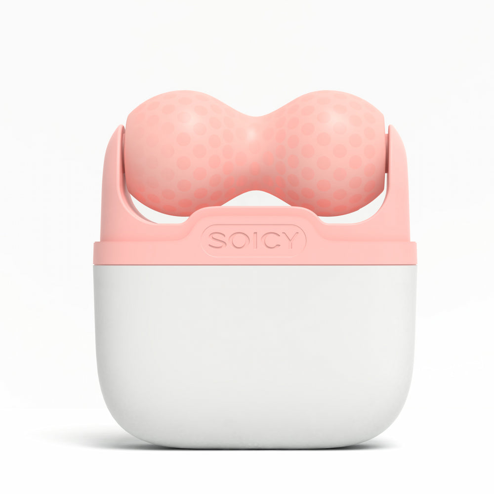 Ice Roller Soicy S30 in Rosa – kühlender Gesichtsroller im Aufbewahrungsetui von vorne gesehen, ideal zur Reduzierung von Schwellungen und zur Straffung.