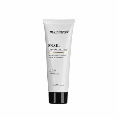Neutriherbs Snail All In One Cleanser 115 ml – sanfte Gesichtsreinigung mit Schneckenextrakt, Alpha-Arbutin und Panthenol für alle Hauttypen.